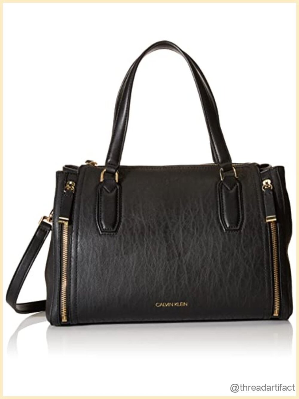 Vegan Leather Satchel with Adjustable Crossbody Strap